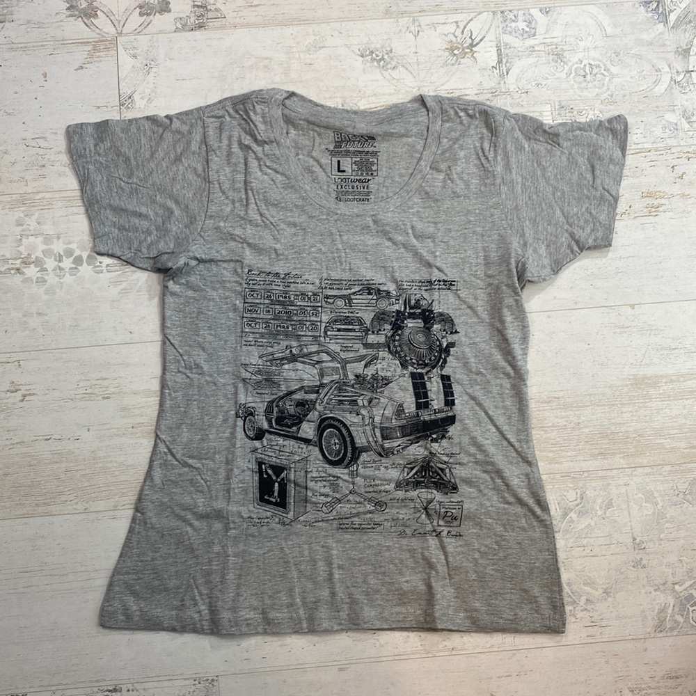 Loot Crate Exclusive Grey Back To The Future Short Sleeve T Shirt